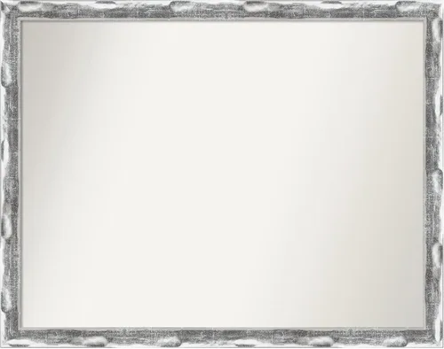 Amanti Art Silver Bathroom Mirror for Over Sink, 22x28 Custom Made Scratched Wave Chrome Rectangle Vanity Mirror, Medium Traditional Wood Frame,