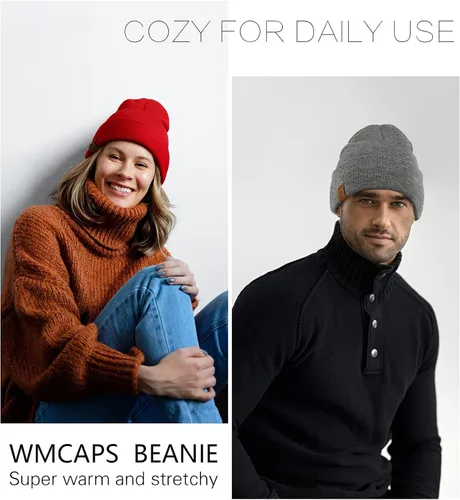 Miniatura 4 de Gorro de invierno de punto acrílico para hombres y mujeres suave cálido unisex con puños