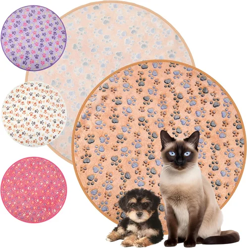 Miniatura 13 de Tatuo Paquete de 4 mantas de forro polar para perros cachorros y gatos, tapete de dormir de varios tamaños para mascotas, conejillos de indias, Beige