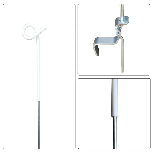 Miniatura 4 de ARIFARO Poste de valla escalonado de 41 pulgadas, color blanco, postes eléctricos de metal resistente para cercado temporal, protección del jardín