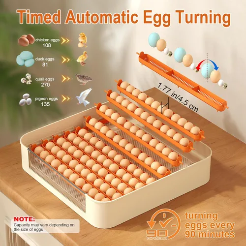 Miniatura 5 de 108 incubadoras para incubar huevos, incubadora de huevos con giro automático y control de humiditu, 6 modos de incubación de temperatura, pantalla
