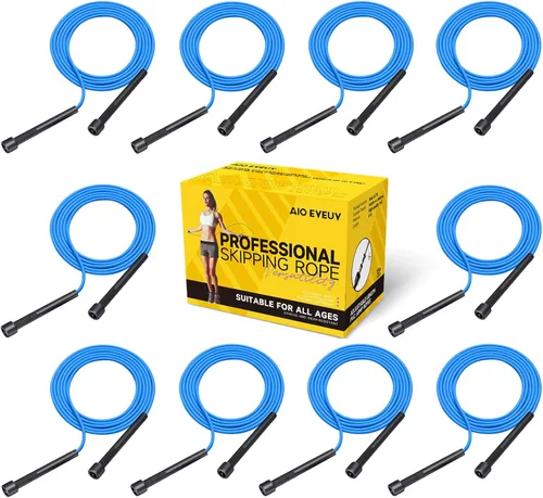 Miniatura 7 de Paquete de 10 cuerdas de saltar ajustables para fitness y ejercicio, cuerda de saltar de PVC para hombres, mujeres y niños, sin enredos