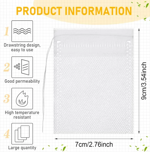 Miniatura 6 de 1000 bolsas de té desechables a granel para té de hojas sueltas, cordón, bolsas de café vacías, filtro infusor para café, especias, hierbas