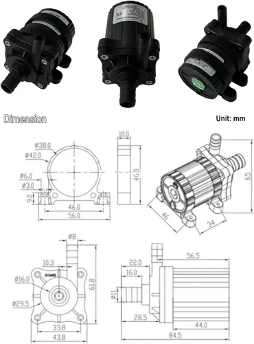 Miniatura 3 de SHYSKY DC40H-24110 Micro bomba de agua a presión sin escobillas, bomba de agua sumergible, 24V 28W, elevación 36.1 ft 39ft, 118GPH, trabajo seguro
