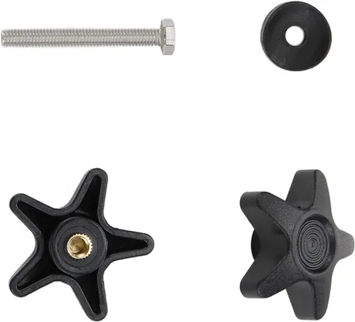 Miniatura 4 de Wealrit Perillas de ajuste de brazo de repuesto para piezas de rodillos, perillas de estrella negra con tornillo M6 y arandelas