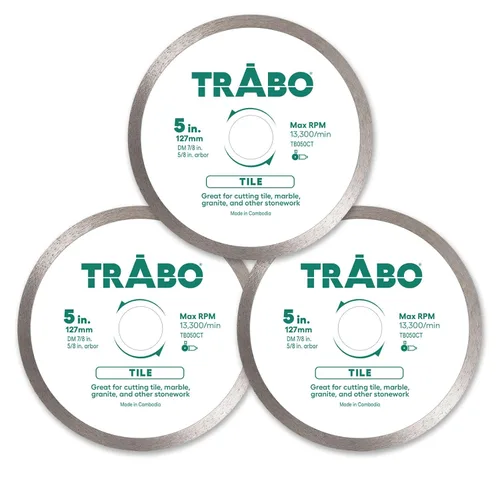 Miniatura 15 de Trabo Paquete de 3 hojas de unión de metal de diamante de borde continuo de 4.5 pulgadas para cortar granito, cerámica, porcelana, cuarzo y más, 3