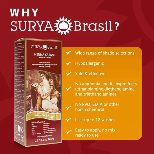 Miniatura 6 de Surya Brasil Productos Crema de henna, rubio sueco, 2.37 onzas líquidas