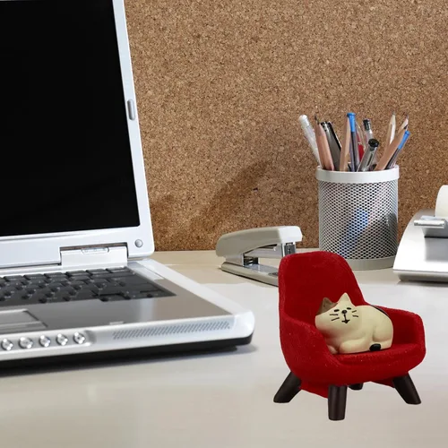 Miniatura 4 de Refintural Figuras de Gato en Miniatura con Sofá Pequeño - Figuras de Mini Gatos de Resina, Accesorios de Escritorio en Miniatura de Gatito - Regalo
