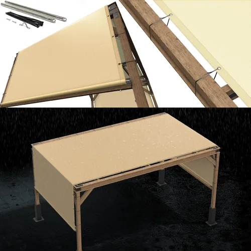 Royal Shade Cubierta de repuesto para toldo de sombra de pérgola impermeable beige de 6 pies de ancho x 11 pies de largo, tela de 220 GSM para patio