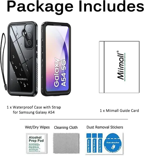 Miniatura 8 de Miimall Funda impermeable compatible con Samsung Galaxy A54 5G, protector de pantalla transparente HD integrado, parachoques completo a prueba