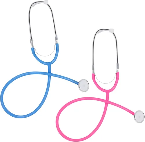 Zcaukya - Estetoscopio para niños, paquete de 2, estetoscopio de enfermería real y funcional para juego de roles, juego de médico, azul y rosado