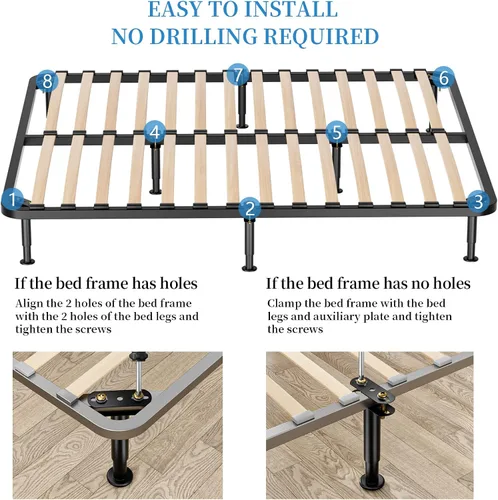 Miniatura 5 de Juego de 4 patas de repuesto ajustables para cama, patas de soporte de marco de cama de metal ajustables de 5.9 a 9.84 pulgadas, patas de soporte