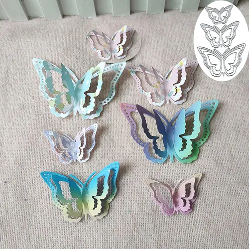 3 troqueles de metal de mariposa 3D, diseño de flores de primavera, marco de mariposa, plantillas de corte, plantillas de corte, álbumes de