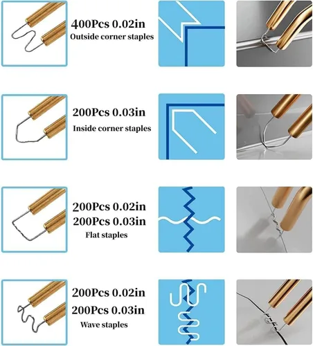 Miniatura 2 de Kit de soldadura de plástico de 1400 piezas, grapas de soldador de plástico, con caja de almacenamiento, grapas de soldadura, kit de soldador de 6
