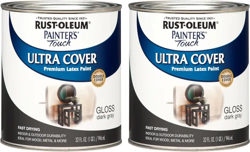Miniatura 65 de Rust-Oleum Brush On Paint 224430T Painter's Touch - Pintura de látex, cuarto de galón, imprimación blanca plana acrílica, 32 onzas líquidas