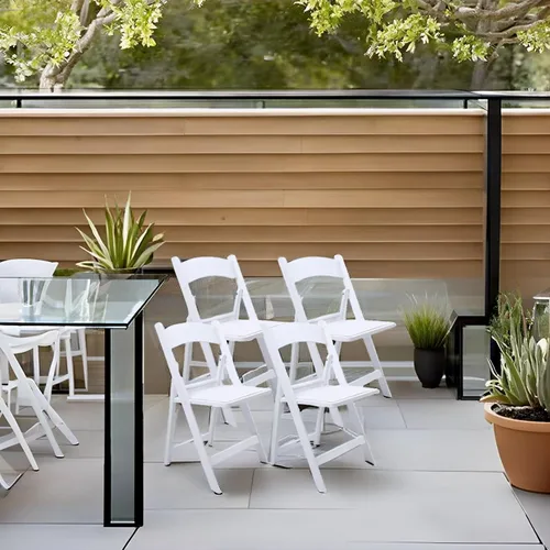 Miniatura 4 de Silla plegable de resina blanca con cojín y respaldo, capacidad de peso de 700 libras, silla para eventos, silla plegable ligera para interiores