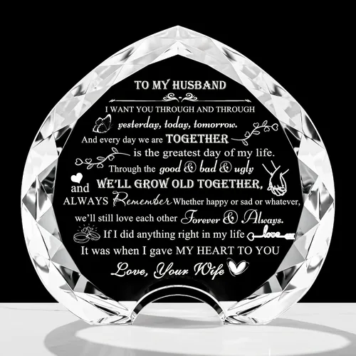 Miniatura 13 de Regalos Qianwei para novia de novio únicos - Regalos personalizados de corazón de cristal para mi novia que lo tiene todo - Ideas de regalo