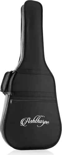 Miniatura 5 de Ashthorpe Paquete de guitarra acústica-eléctrica de tamaño completo para zurdos Dreadnought Cutaway, Tonewoods premium, color negro