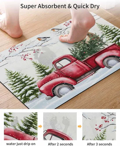 Miniatura 3 de Tapete de baño de Navidad para bañera, antideslizante, de secado rápido y absorbente, de tierra de diatomeas, fregadero, cocina, sala de estar