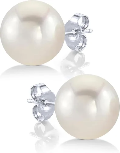 Miniatura 25 de THE PEARL SOURCE Round White Freshwater Real Pearl Earrings for Women - 14k Gold Stud Earrings Hypoallergenic Earrings with Genuine Cultured Pearls
