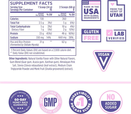 Miniatura 2 de Zhou Nutrition Proteína vegana en polvo a base de plantas, mejor puntuación de digestión de absorción, perfil completo de aminoácidos, sin lácteos