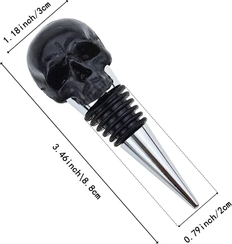 Miniatura 2 de Tapón de vino con diseño de calavera negra con lazo sellado de goma, accesorios de regalo para bar, boda, banquete, fiesta, vino, champán, amantes