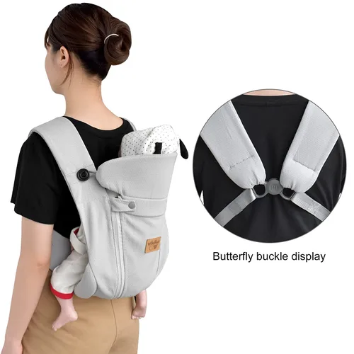 Miniatura 6 de Portabebés ergonómico para recién nacidos, con manos libres, transpirable, perfecto para bebés y bebés, regalo de ducha (gris claro)