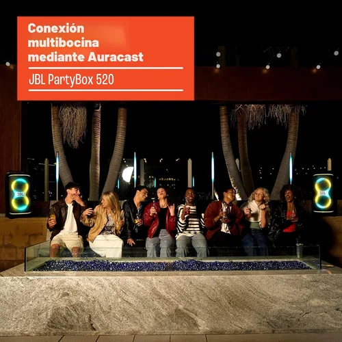 Miniatura 6 de JBL PartyBox 520 - Altavoz portátil de fiesta alimentado por batería con refuerzo de sonido AI, hasta 15 horas de tiempo de reproducción, IPX4 a