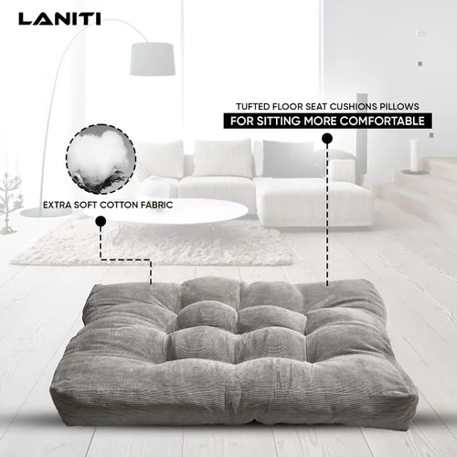 Miniatura 4 de LANITI Cojines de suelo extra grandes de 24 pulgadas para adultos, meditación cuadrada, máxima comodidad, almohadas de gran tamaño para cojín