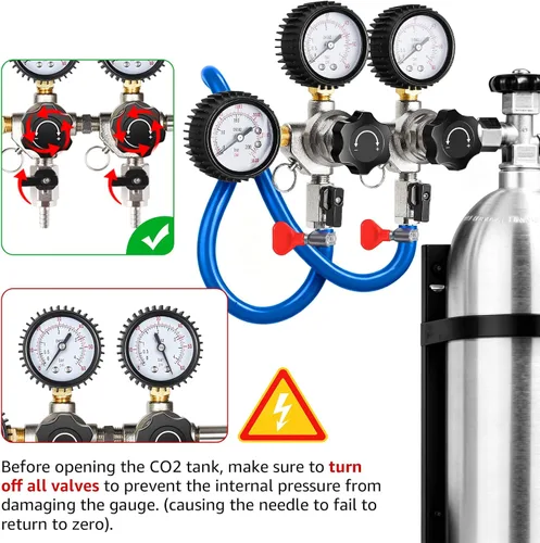 Miniatura 6 de Regulador de CO2 para dispensador de torre de cerveza de barril doble Kegerator, regulador de barril dual Regulador de presión de cerveza de CO2