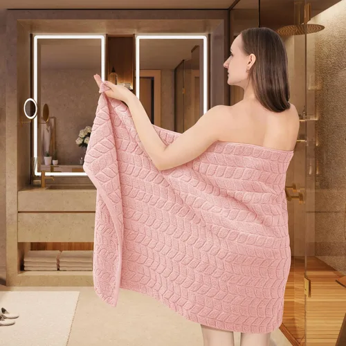 Miniatura 2 de Alusa Home Toallas de baño de lujo ultrasuaves y elegantes de 700 GSM, paquete de 2, extra grandes de 35 x 70 pulgadas, 100% algodón de fibra larga