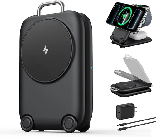 Mukiya Estación de carga inalámbrica rápida 2026 para dispositivos Apple, soporte magnético 3 en 1 MagSafe cargador para iPhone 17, 16, 15, 14, 13,