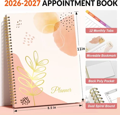 Miniatura 17 de SUNEE Libro de citas 2026-2027, trimestral por hora, semanal y mensual, de julio de 2026 a junio de 2027, planificador académico de 6.4 x 8.3