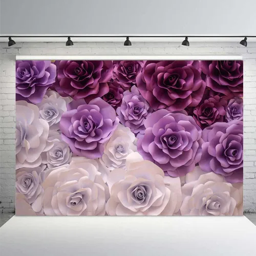 Miniatura 2 de MEHOFOND Fondo de fotografía de rosas de 10 x 7 pies, color morado y blanco, para niña, cumpleaños, mujer, retrato de fondo para boda, despedida