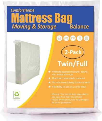 Miniatura 12 de ComfortHome Bolsa de colchón para mudanza y almacenamiento, 4 milímetros extra grueso, tamaño individual y matrimonial, paquete de 2