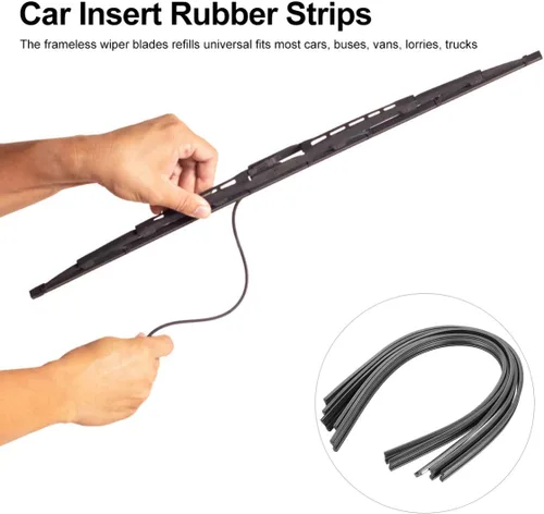 Miniatura 3 de 5 pares de tiras adhesivas universales de goma para limpiaparabrisas sin hueso, repuestos para limpiaparabrisas sin marco, recambios universales