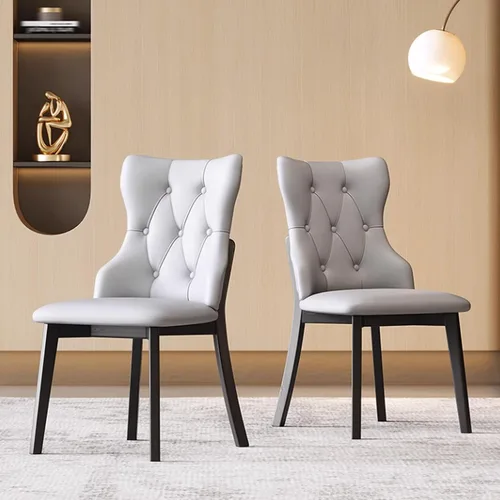 Miniatura 10 de Juego de sillas de comedor, sillas rústicas de cocina, silla de comedor tapizada con cojín grueso, silla de sala de estar con marco de madera beige