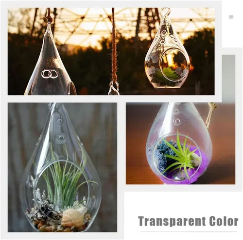 Miniatura 8 de HANABASS 2 piezas de globos de cristal colgantes en forma de lágrima portavelas para plantas, terrario, orbes de aire, Tillandsia, suculentas