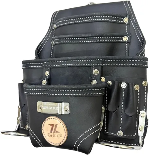 Miniatura 2 de Zeluga 20-117 Bolsa de herramientas de 10 bolsillos, de piel resistente para rigger, negra