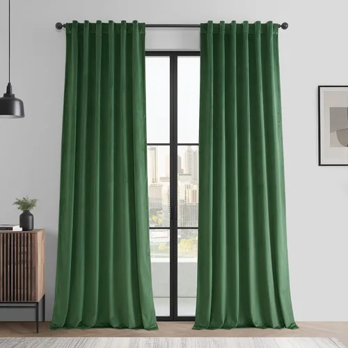 Miniatura 14 de HPD Half Price Drapes Cortinas Básicas de Terciopelo Deluxe para Oscurecer Habitaciones con Bolsillo para Varilla - Juego de 2 Paneles - Cortinas