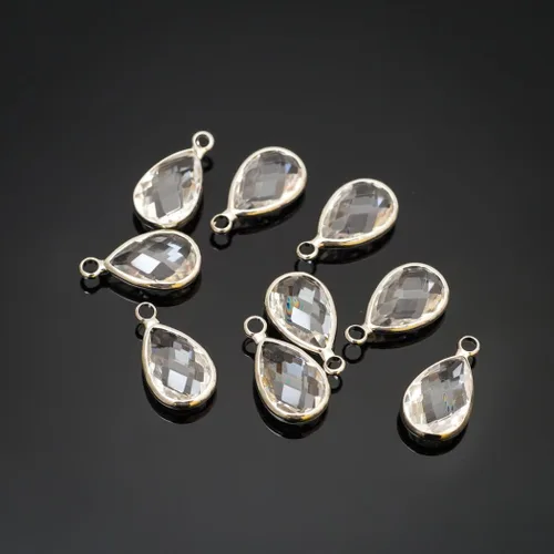 Miniatura 3 de Adabele Colgante de piedra natal de grado A, gota de 0.433 in, 0.551 in y 0.630 in, chapado en plata de ley para aretes personalizados, pulseras