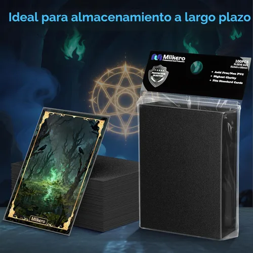 Miniatura 6 de 1000 fundas para tarjetas negras, protectores de mazo con fundas mate para cartas, fundas para cartas de intercambio aptas para MTG, TCG y cartas