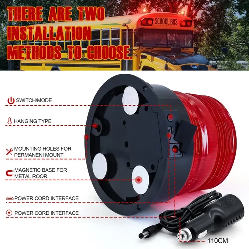 Miniatura 5 de AnTom Luces Estroboscópicas Inalámbricas Magnéticas, LED Rojo Batería Recargable Luz de Baliza de Advertencia de Seguridad para Techo de Vehículo