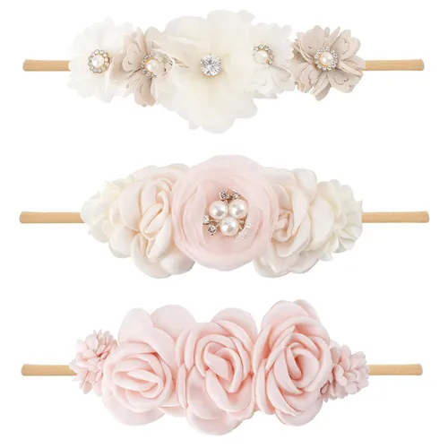 Miniatura 7 de Diadema floral de nailon para bebé, 3 piezas, accesorios para el cabello, regalo para niñas (31#)