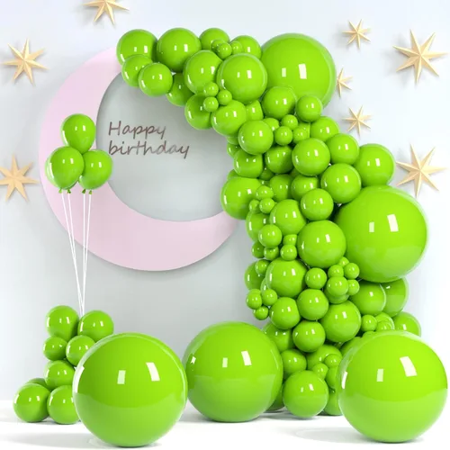 Globos de color verde lima, 140 unidades de 18, 12, 10, 5 pulgadas, diferentes tamaños, globos de látex para fiestas, cumpleaños, Halloween,