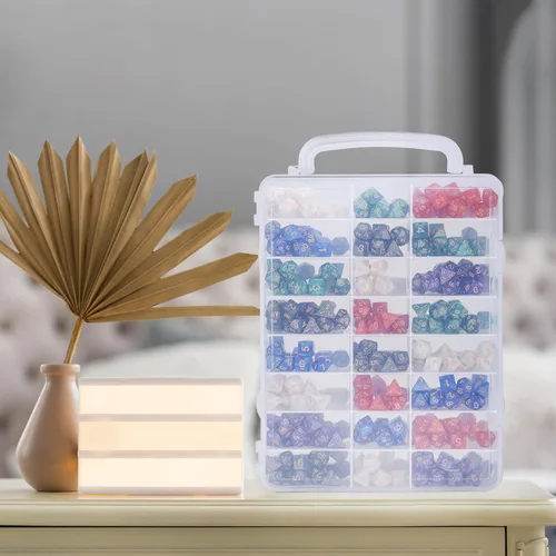 Miniatura 6 de Estuche de almacenamiento de dados para dados DnD con divisores extraíbles con capacidad para hasta 830 dados, estuche para dados DnD con asa, ideal