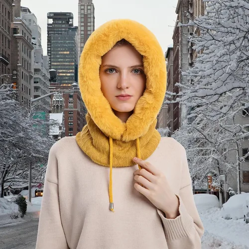 Miniatura 20 de HUAMULAN Gorro de invierno de una pieza para mujer, pasamontañas de forro polar, pasamontañas, máscara facial, bufanda, orejeras, esquí, nieve