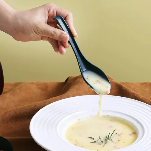 Miniatura 6 de Evanda Cuchara de sopa, cuchara ecológica hecha de polipropileno de grado alimenticio, libre de BPA, fácil de limpiar, apta para lavavajillas, juego