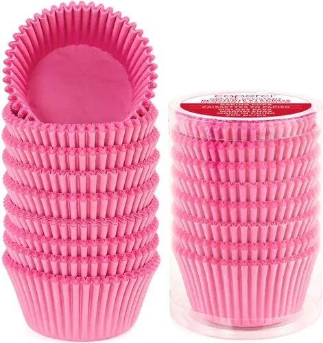 Caperci - Forros para cupcakes color rosa estándar para hornear, 200 unidades, a prueba de grasa, para muffins, bodas, fiestas de cumpleaños,