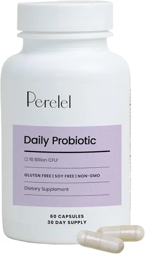 Perelel Probiótico diario, suplemento para mujer con 10 mil millones de UFC, apoya la salud vaginal y digestiva diaria, sin soja y gluten, sin OMG,